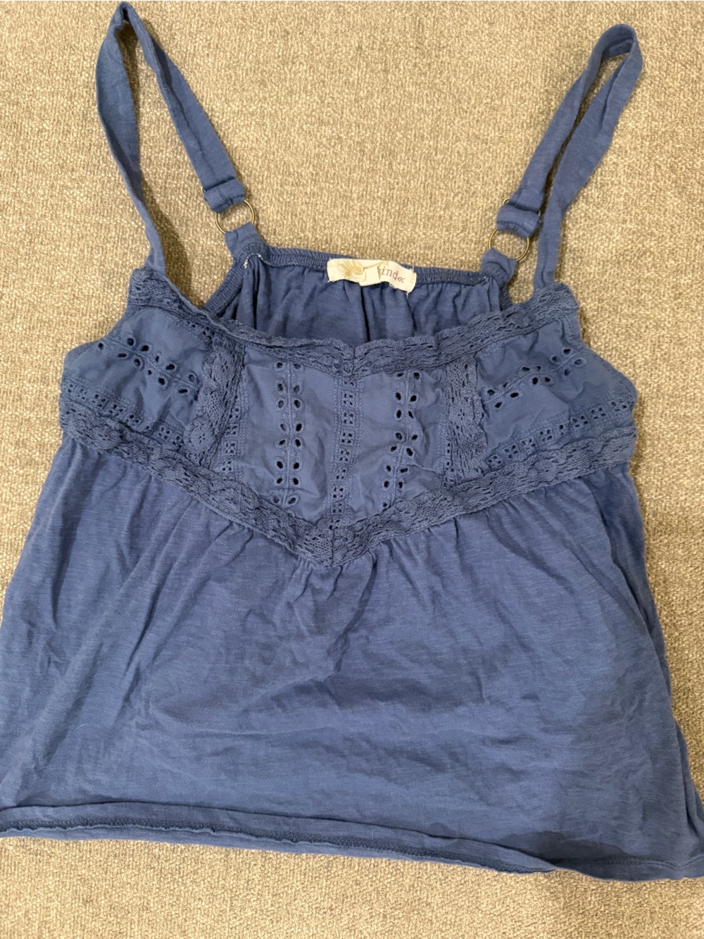 Rewind Blue Eyelet Crochet Tank Top